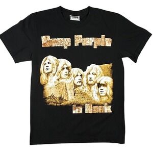 Vintage The Roxx Deep Purple In Rock Band Graphic T-Shirt Black Mens Medium